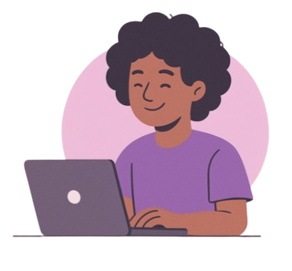 Illustration of an AI freelancer working on a laptop